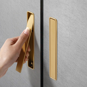 Maniglia a scomparsa moderna per porta scorrevole in lega di zinco, marrone, <span class=keywords><strong>oro</strong></span>, grigio, con occhiello, maniglie invisibili per armadietti - Product Image 1