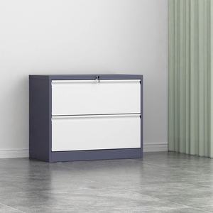 ตู้เก็บเอกสารเหล็กสีขาวเคลือบสีเทาแบบโมเดิร์น พร้อมลิ้นชักล็อคได้สองชั้น มือจับแบบดึงเดียว สำหรับใช้ในโรงเรียนและโรงงาน - Product Image 2