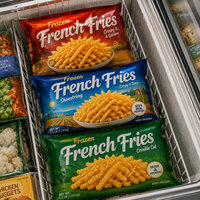 Sachet d'emballage alimentaire sous vide à scellage arrière, imprimé sur mesure, avec fenêtre transparente de qualité alimentaire, pour frites surgelées