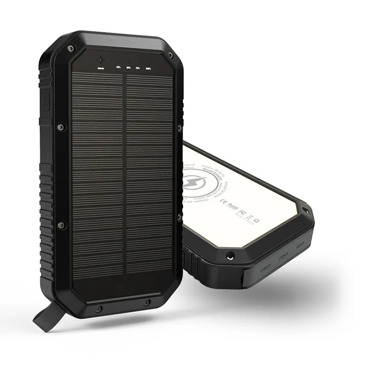 2020 NOVO Portátil Solar Mobile Phone Charger 20000 mah 3 USB Banco De Energia Solar com Luz Led