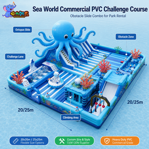 Circuito de Obstáculos Inflable Comercial de PVC Sea World con Tobogán para Alquiler en Parques, Proveedor OEM ODM de Fábrica - Product Image 4