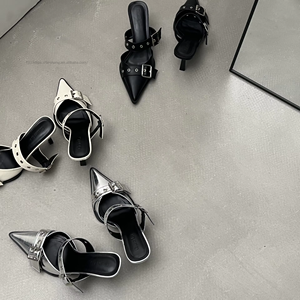 รองเท้าส้นสูงแบบเปิดส้น สไตล์ยุโรปและอเมริกา สำหรับผู้หญิง รุ่น Summer ~ Pointed Thin Heel Belt Single Shoes สีเงิน - Product Image 4
