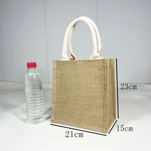 Vente en gros de sacs à provisions en lin avec logo imprimé personnalisé sac à main en jute portable réutilisable durable et résistant à l'eau sac à main vierge en lin - Product Image 3