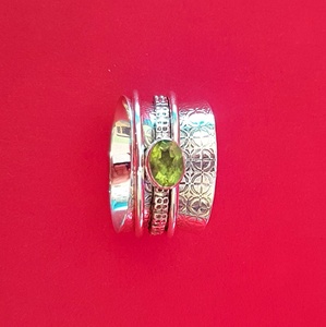 925 Sterling <b>Silver</b> <b>Spinner</b> Green Zircon <b>Ring</b> for Women Worry Meditation Thumb Fidget <b>Ring</b> Handmade Promise <b>Rings</b> - Product Image 4