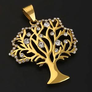 Collier Arbre de Vie plaqué or 18 carats, bijoux pour femmes et hommes, pendentif vintage en cristal, respectueux de l'environnement - Product Image 3