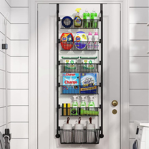 Over Door Storage Rack 6 Tier <b>Black</b> <b>Hook</b> Type Multi Purpose No Drilling Required Kitchen pantry organizer - Product Image 2