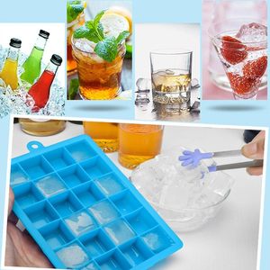 Moules à glaçons en <span class=keywords><strong>silicone</strong></span> avec <span class=keywords><strong>couvercle</strong></span> pour congélateur, amovibles et empilables, 15/24 glaçons par <span class=keywords><strong>bac</strong></span> - Product Image 2