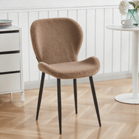 Chaise de salle à manger moderne en PU rembourrée avec pieds en métal pour la maison, le bureau, la villa, l'appartement, l'hôtel