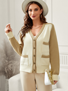 <strong>Women's</strong> Autumn Thick Needle Knitted <strong>Cardigan</strong> Elegant Beige <strong>Cardigan</strong> Stylish and <strong>Warm</strong> - Product Image 6