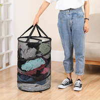 Panier à linge portable PEIQUAN en spirale élastique, grand panier à linge sale en maille de polyester, panier de rangement pour vêtements à domicile
