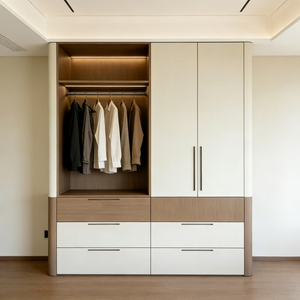 <span class=keywords><strong>Armario</strong></span> Profesional Personalizado de Madera Blanca con Área de Exhibición para <span class=keywords><strong>Ropa</strong></span> y Espacio para Colgar Prendas - Product Image 2