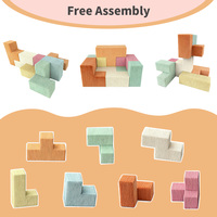 Canapé de jeu modulaire en mousse pour enfants, blocs russes, housse amovible à fermeture éclair, cubes souples à assembler, mobilier sensoriel pour enfants
