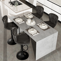 Moderner Outdoor-Barhocker mit Verstellbarer Drehfunktion, PU-Kunstleder-Polsterung, Eisenrahmen, Thekenhöhe, Hoher Rückenlehne für Zuhause, Bar und Kücheninsel