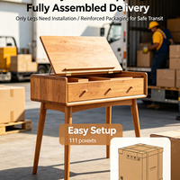 Coiffeuse en bois massif naturel avec miroir escamotable, table de maquillage intelligente entièrement assemblée avec compartiments pour chambre à coucher