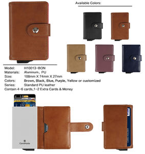 Rfid Blocking Custom Id <b>Card</b> <b>Holder</b> Aluminum Leather <b>Wallet</b> Anti Theft Front Pocket <b>Card</b> <b>Holder</b> <b>Wallet</b> Short Fashion PU Unisex - Product Image 3