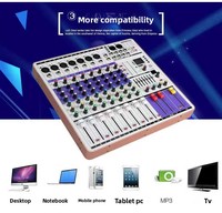Console de mixage TopYun 8 canaux avec 99 effets DSP, réverbération intégrée, égaliseur 3 bandes, USB et Bluetooth pour la scène, la maison et les conférences