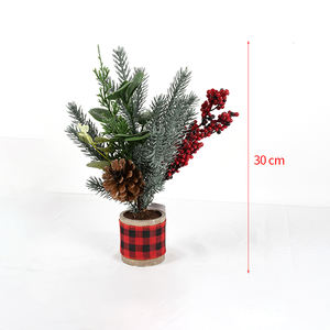 <span class=keywords><strong>Petit</strong></span> arbre de Noël artificiel de 30cm avec des décorations de bureau chaudes <span class=keywords><strong>en</strong></span> matériau PE de fleur de simulation dorée pour Noël - Product Image 2