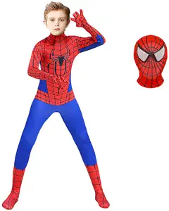 スパイダーマンEコスチュームファンシージャンプスーツ大人と子供ハロウィンコスプレコスチューム赤黒スパンデックス3Dコスプレ服