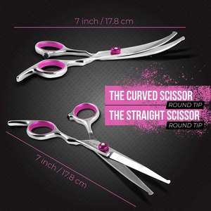Tesoura para tosa de pets, tesoura de ponta redonda para cachorro, kit de tosa, - Product Image 5