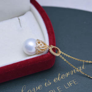 Wholesale 11-12mm Freshwater Round Pearl <b>Pendant</b> Charm Strong <b>Light</b> Fine Flaws S925 Silver Fashion for Female <b>Three</b> Lives <b>Three</b> - Product Image 3