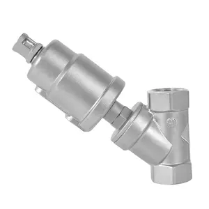SS304/316/316L Double Acting Spring Return Pneumatic BSPT Angle Seat Valve