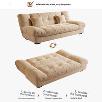 Canapé Nuage Salon 2025 – Petit Appartement Style Français – Canapé-Lit Monoplace Pliable Double Usage en Tissu Crème