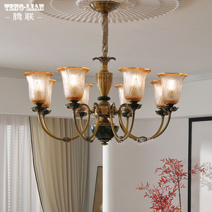 Tenglian American Retro Style Chandelier 6 8 10 12 Head Round <b>Energy</b> <b>Saving</b> Lamp Home <b>Lighting</b> Fixture - Product Image 5