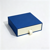 Boîte à bijoux personnalisée bleue et blanche pour Noël, boîte à bijoux carrée en carton, boîte cadeau vierge avec cordon de serrage