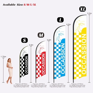 Tùy chỉnh in xe đua thể thao dịp lông cờ tự động dịp Marathon CAUTION biểu ngữ bãi biển làm bằng polyester bền lụa - Product Image 4