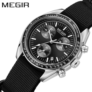 MEGIR New Luxury Men's Watches Canvas Weaving Strap Sport <strong>Automatic</strong> <strong>Chronograph</strong> Quartz Waterproof Wristwatch for Male 2247 - Product Image 3