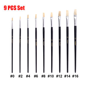 Juego de 9 Pinceles FOSKA con Mango de Madera Cómodo para Agarrar, Pinceles de Cerdas Planas para Múltiples Técnicas y Superficies - Product Image 2