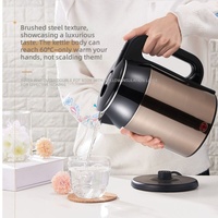 Bouilloire électrique à double paroi noire et dorée de 1,8 L pour faire bouillir de l'eau, bouilloire à thé et cafetière électrique, arrêt automatique, 360° °   Base, OEM