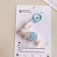Porte-clés en tissu de la série de poupées animales mignonnes, pendentif de sac en forme de pingouin en tissu, petit porte-clés ours de dessin animé