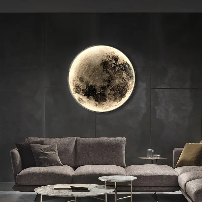 modern 24cm 30cm 50cm 60cm 80cm 100cm indoor decorative home hotel villa living room bedroom luxury round moon led wall lamp