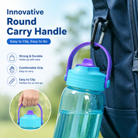 Bouteille d'eau Tritan pour enfants avec poignée de transport, sans BPA, 500 ml, écologique, avec paille, anti-fuite, compatible lave-vaisselle et eau bouillante