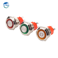 Interrupteurs à bouton-poussoir momentanés LVBO 1NO/2NO RGB Rouge Vert Bleu Blanc Jaune IP67 Étanche 19mm 48V Haute Intensité