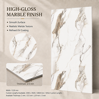 Panneau mural en PVC brillant MORLENX, imitation marbre Calacatta veiné blanc beige, pour projets résidentiels de luxe