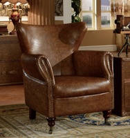 Fauteuil en cuir véritable de style américain, dossier haut mobile, pour salon, bureau, hôtel, club, café, une place, fauteuil décontracté en cuir Tiger