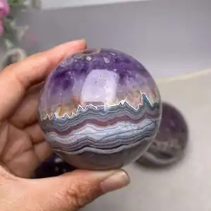 Crazy Lace Agate Sphere Wholesale Natural Crystal Stone Mexico Agate Amethyst Sphere Crystal Balls For Decoration