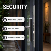 Puerta de Entrada Abatible de Aluminio con Apertura Exterior, Doble Acristalamiento, con Cerradura, Aislamiento Térmico y Acústico, para Patio