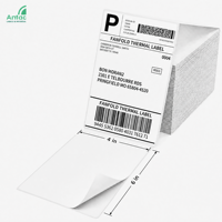 Etiquetas Térmicas Directas Antac en Formato Fanfold, Etiquetas de Envío de Papel Autoadhesivas con Código de Barras, Tamaño Personalizado para Empresas de Mensajería y Almacenes