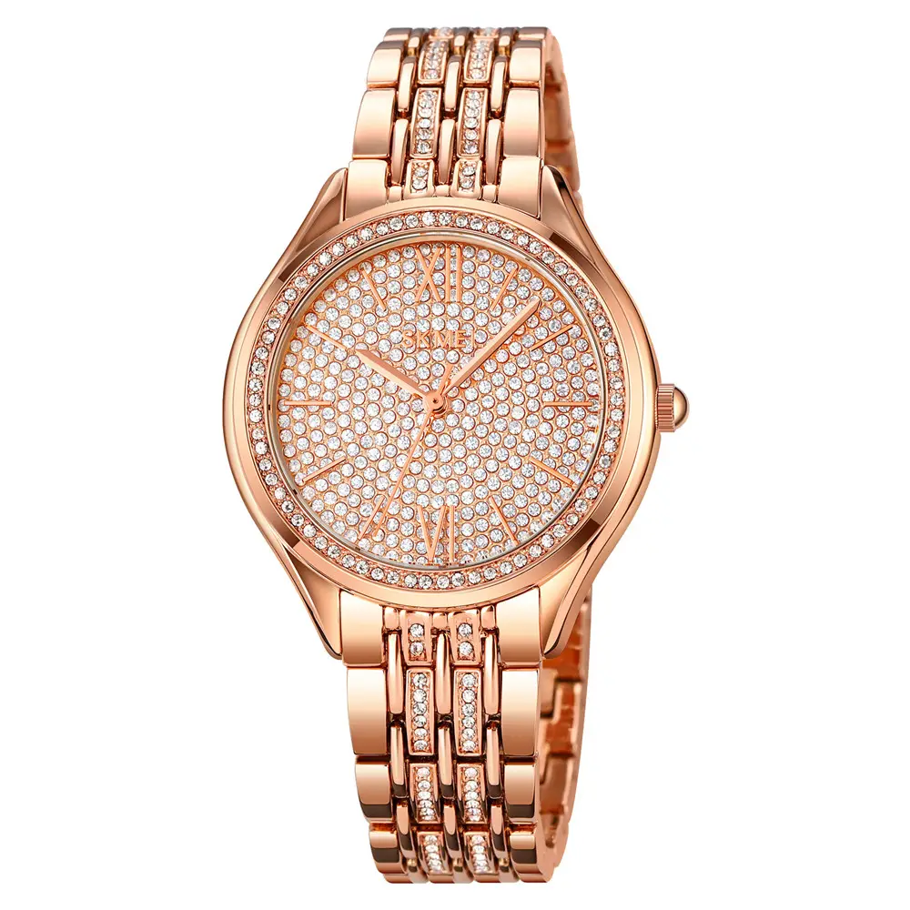 Роскошные Кварцевые часы Skmei 2030 механизм Citizen алмаз наручные часы для женщин полный со стразами женские кварцевые часы