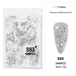 1440 piezas/bolsa SS3-SS40 Cristales de Diamantes Redondos 3D con Reverso Plano, Color AB, Fáciles de Aplicar para Decoración de Uñas - Product Image 5