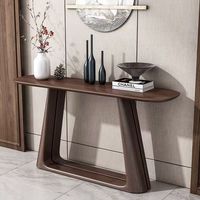 Table console en noyer noir, table console simple en bois massif, table d'appoint étroite