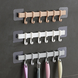 <b>Adhesive</b> Wall <b>Hooks</b> 6 Pack Plastic Towel <b>Hooks</b> For Kitchen Bathroom No Drilling Residue Free - Product Image 1