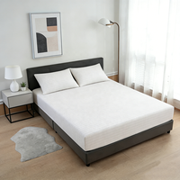 Drap de lit blanc/gris terre, taille King/Queen, en fibre d'argent pur à 5 % et coton biologique à 95 %, design uni et ajusté, vente en gros
