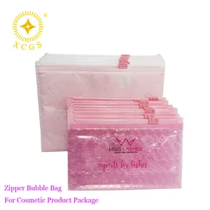 XCGS Reclosable 200x150MM PVC Plastic Ziplock Bubble Bag Padded Zipper Lock Pouch Bags For Cosmetic Lashes Package Bags