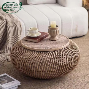 Table basse japonaise en bois massif tressée à la main, moderne, extensible, en rotin naturel, durable, écologique, pour petit appartement ou <span class=keywords><strong>baie</strong></span> vitrée - Product Image 2