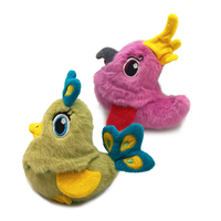 Jouet à mâcher couineur en peluche douce pour chien, série Oiseaux, motif Paon, design mignon