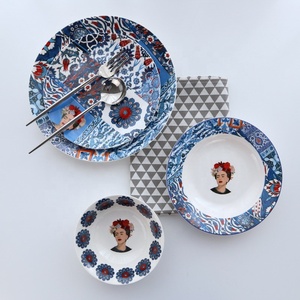 Ensembles de vaisselle en céramique de style nordique 4 pièces ensembles d'assiettes en céramique pour visage art - Product Image 5